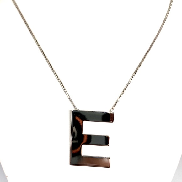 Solid Sterling Silver  Letter- E -Initial Necklace - Picture 9 of 9